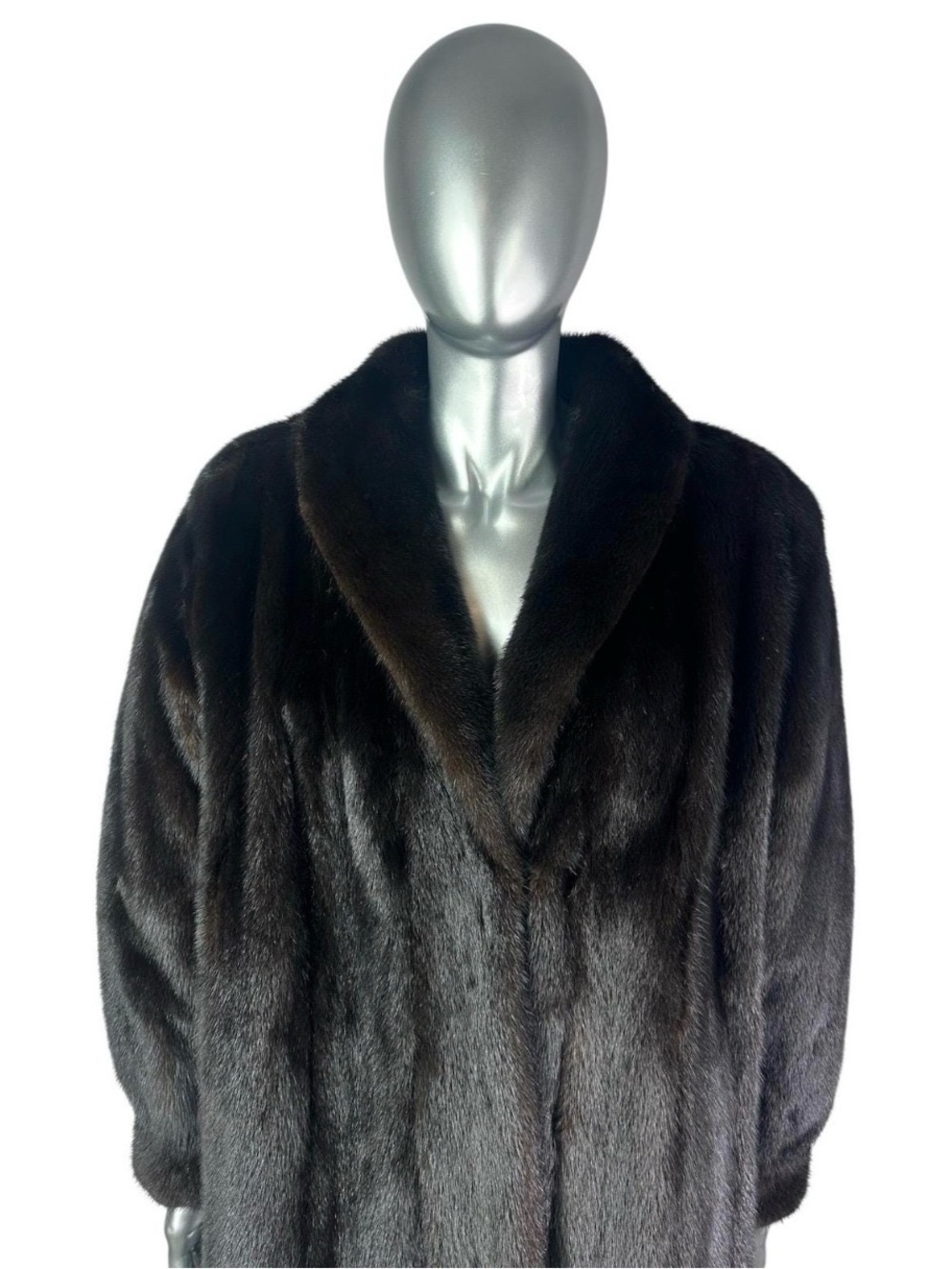 Black MINK Coat, BLACK DIAMOND, Size M, Certified Vintage Fur w/Storage Bag